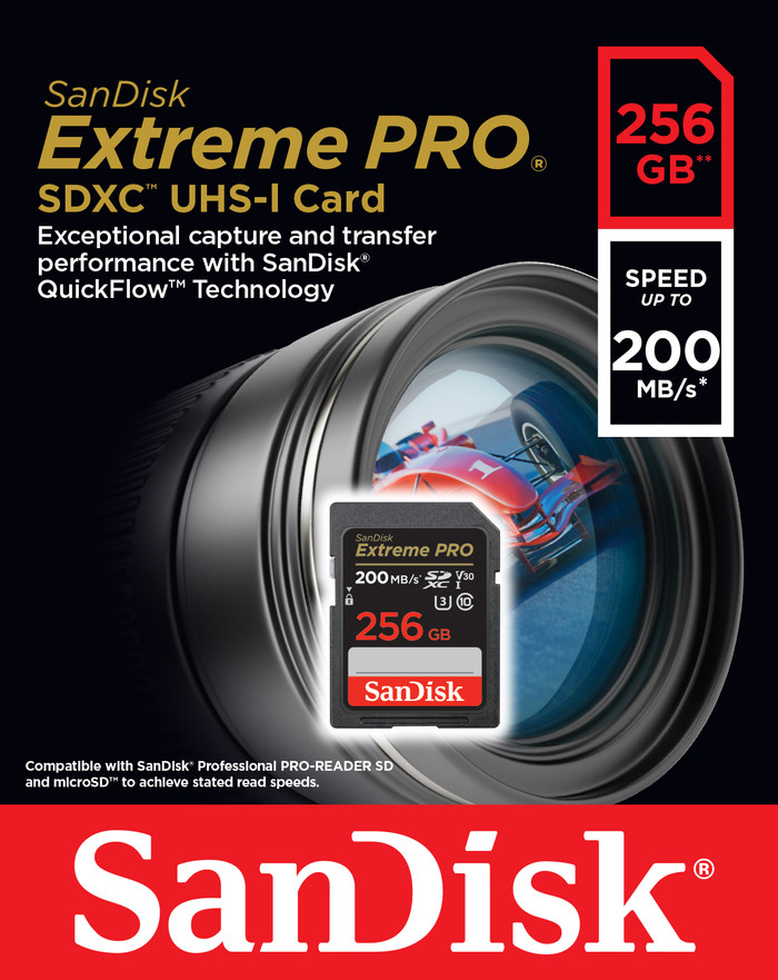 SanDisk SDXC Extreme Pro 256GB 140MB/s packaging