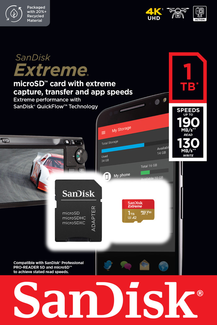 SanDisk microSDXC Extreme 1TB 130 MB/s verpackung
