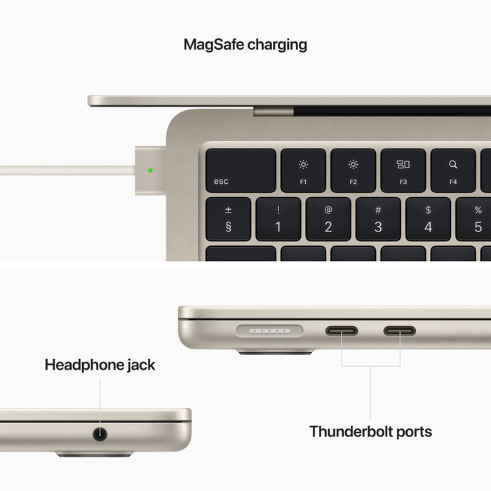 Apple MacBook Air (2022) Apple M2 (8 core CPU/8 core GPU) 16GB/256GB Goud QWERTY visual leverancier