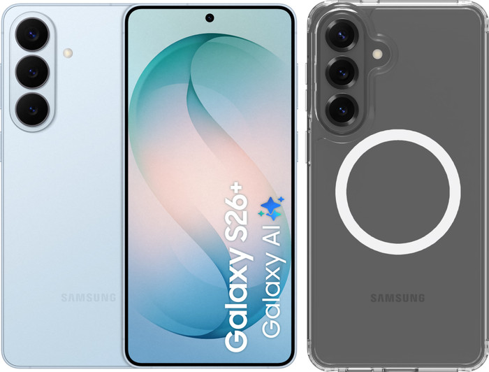 Samsung Galaxy S26 Plus 256GB Lichtblauw 5G + BlueBuilt Back Cover met Magneet Transparant Main Image