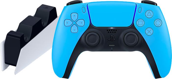 Sony PlayStation 5 DualSense draadloze controller Starlight Blue + oplaadstation Main Image