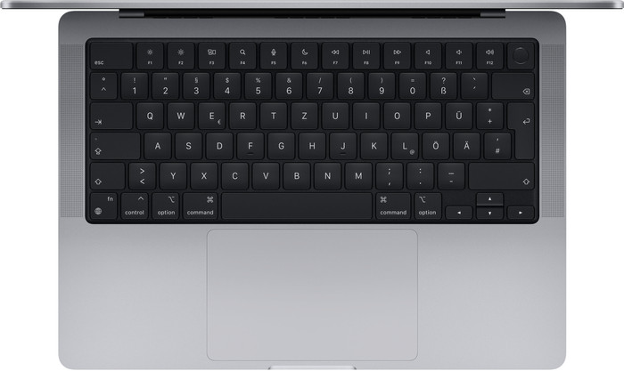 Apple MacBook Pro 14" (2021) M1 Max (10-Core-CPU/24-Core-GPU) 64GB/4TB Space Grau QWERTZ oberseite