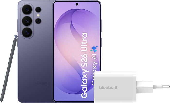 Samsung Galaxy S26 Ultra 1TB Dark Blue 5G + BlueBuilt Charger 65W White Main Image