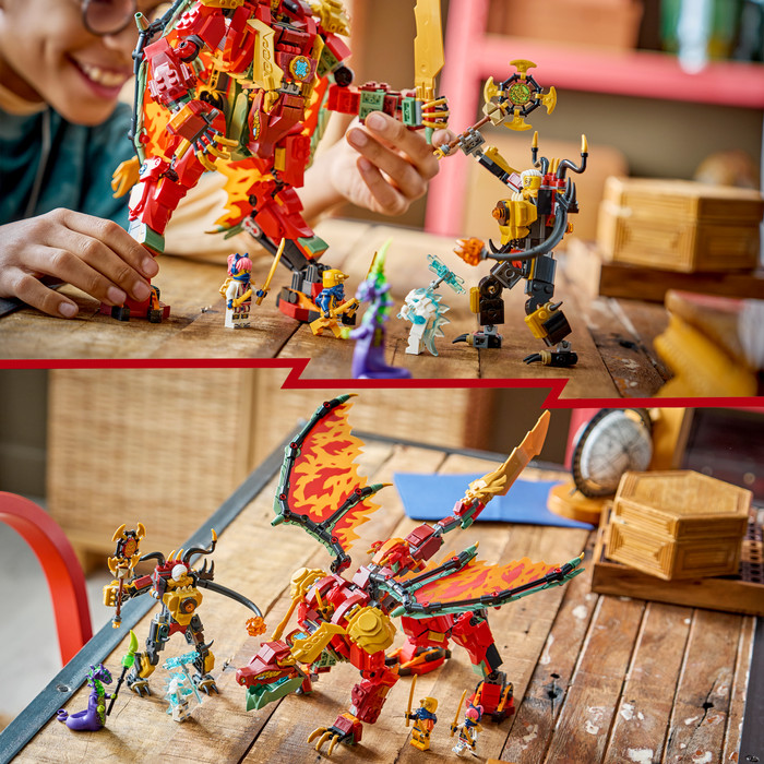 LEGO Ninjago Wyldfyre's Transformerende Drakenmecha 71868 product in gebruik