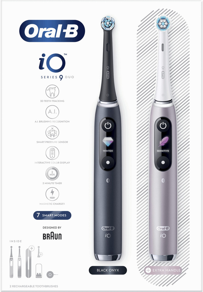 Oral-B iO 9n Rose Quartz and Onyx Black Duo Pack Special Edition packaging