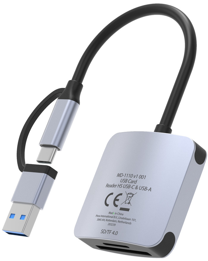 Sitecom USB Card Reader High Speed USB-C & USB-A achterkant