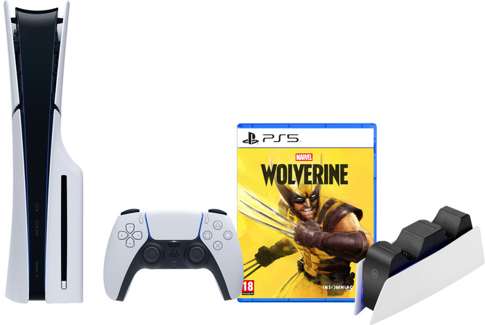 PlayStation 5 Slim Disc Edition + Marvel's Wolverine + Oplaadstation Main Image