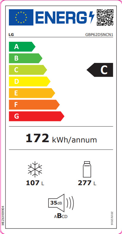 LG GBP62DSNCN1 energielabel