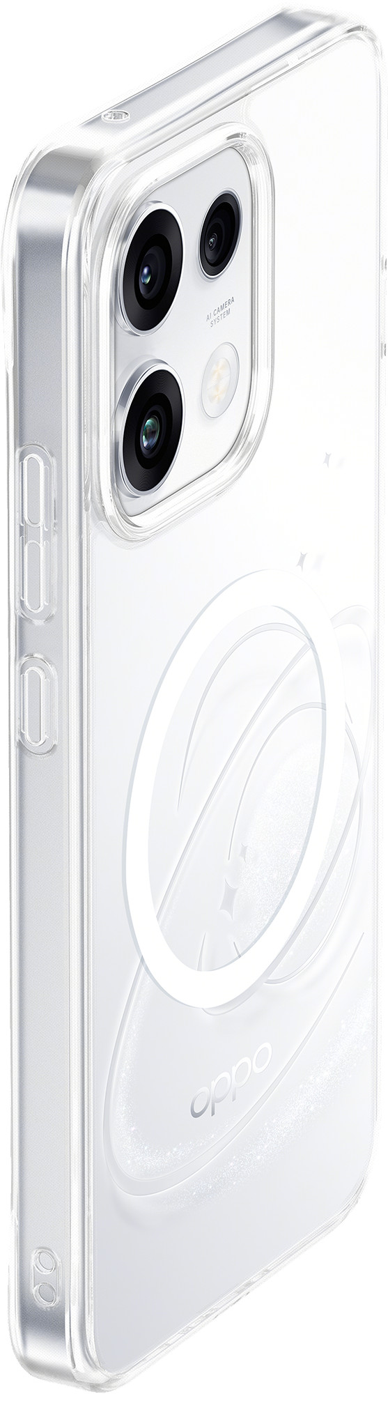 OPPO Reno16 F Back Cover met Magneet Transparant rechterkant