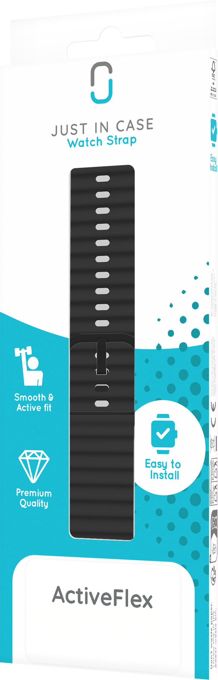 Just in Case Siliconen Bandje Zwart voor Garmin Vivoactive 6 / 5 verpakking