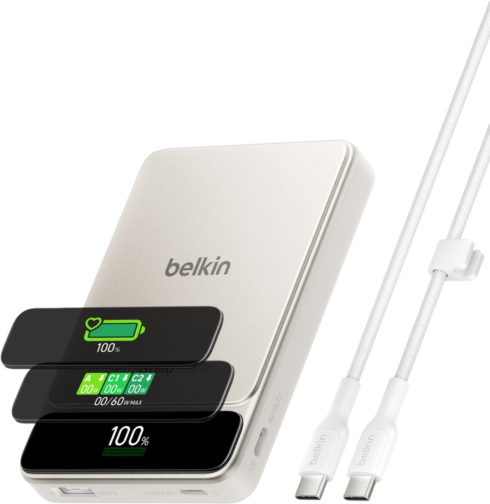 Belkin Powerbank 10.000 mAh met Snelladen 45 Watt Beige voorkant