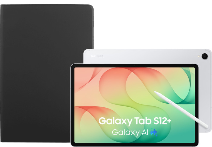 Samsung Galaxy Tab S12 Plus 12,6 inch 256GB Wifi Zilver + BlueBuilt Book Case Zwart Main Image