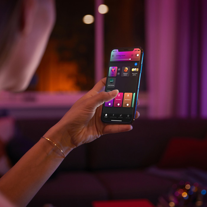 Philips Hue Perifo Rail Lighting Ceiling - 4 Spot Lights - White and Color - Black product in use