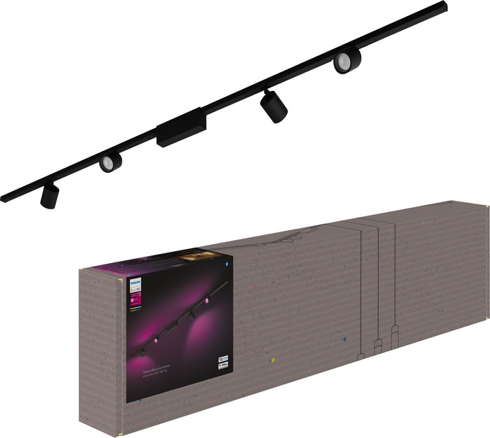 Philips Hue Perifo Rail Lighting Ceiling - 4 Spot Lights - White and Color - Black front
