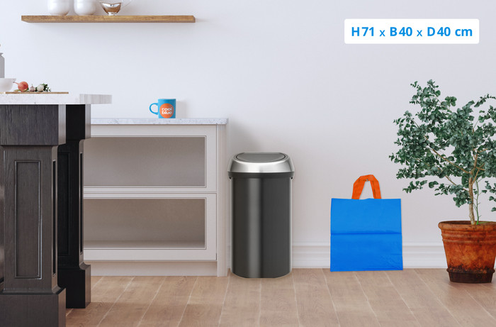 Brabantia Touch Bin 60 Liter Matt Black Fingerprint Proof + Vuilniszakken (120 stuks) visual Coolblue 1