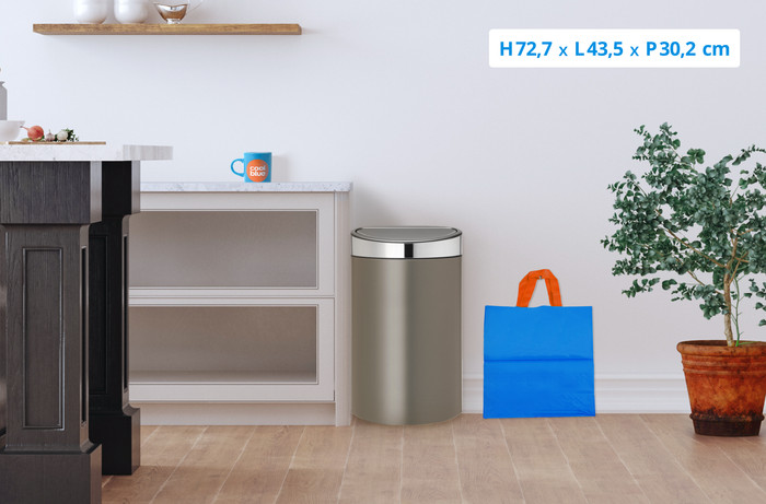 Brabantia Touch Bin 40 Litres Platinum / Couvercle Matt Steel visuel Coolblue 1