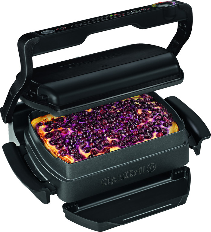 Tefal OptiGrill+ GC7148 + Snacking & Baking accessoire product in gebruik