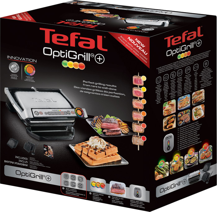 Tefal OptiGrill+ GC716D + Accessoire pour gaufres emballage