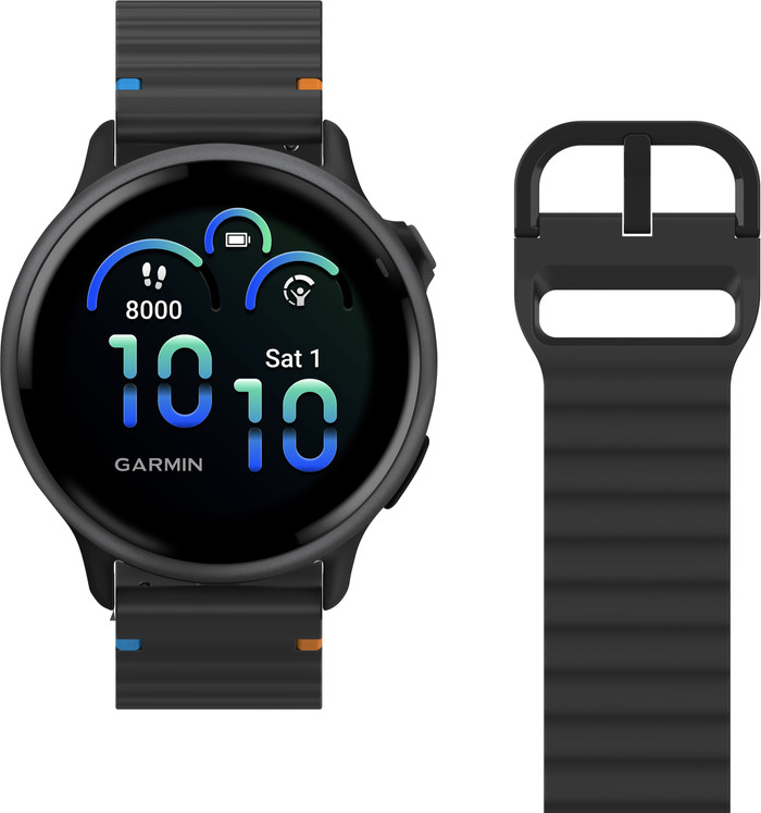 Just in Case Siliconen Bandje Zwart voor Garmin Vivoactive 6 / 5 detail