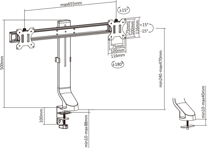 ACT AC8322 Monitorarm 2 Schermen null