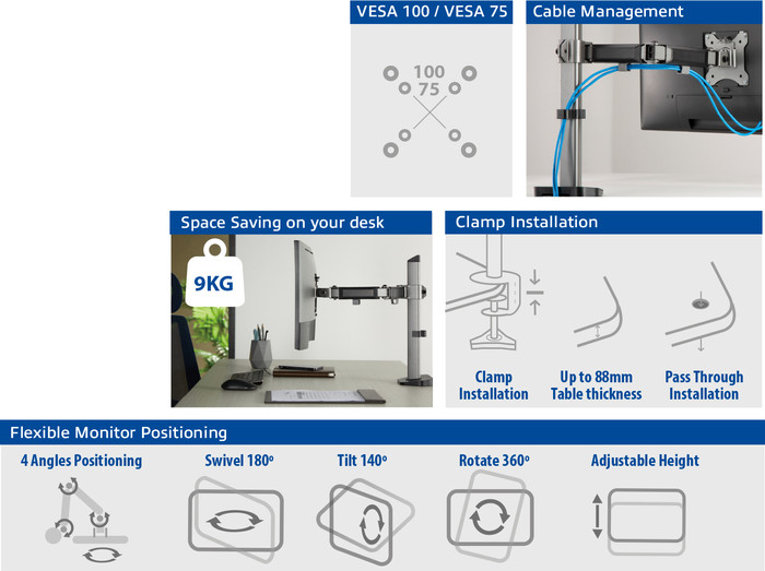ACT AC8335 Monitorarm 1 Scherm null