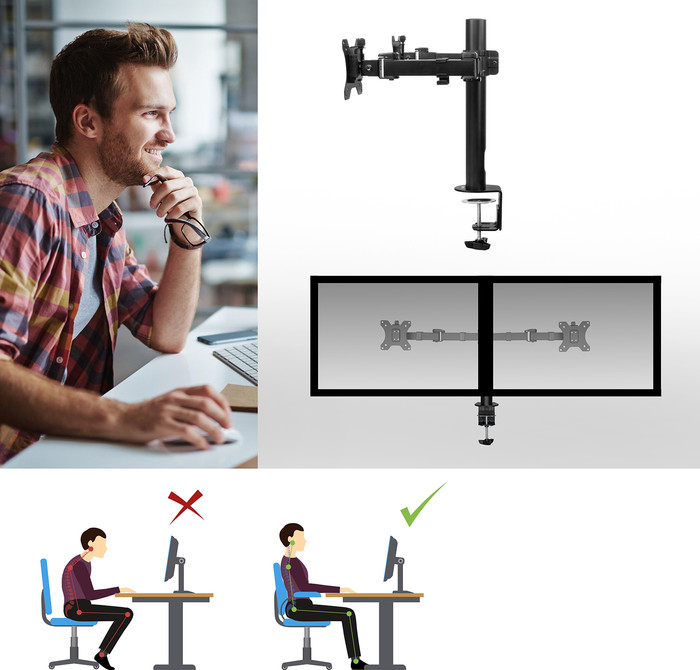 ACT AC8326 Monitor Arm Desk Mount 2 Screens null