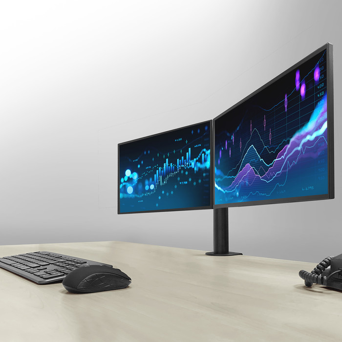ACT AC8326 Monitor Arm Desk Mount 2 Screens product in use
