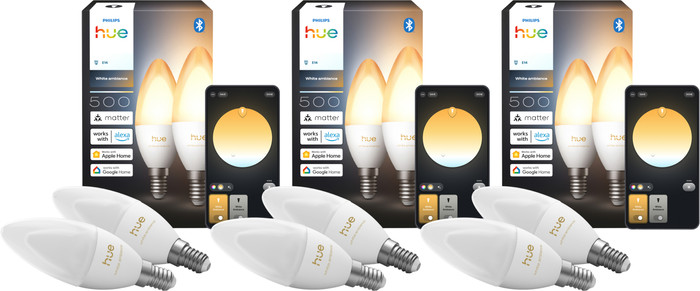 Philips Hue Kaarslamp White Ambiance E14 6-Pack Main Image