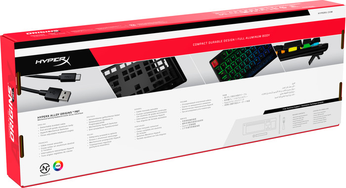 HyperX Alloy Origins PBT HX Red Lineair Mechanisch Gaming Toetsenbord verpakking