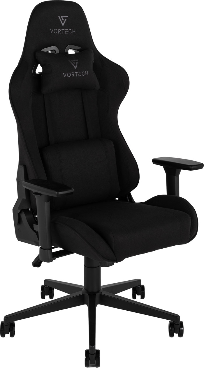 Vortech Essential Gamestoel Zwart + Vortech Vloermat Zwart linkerkant