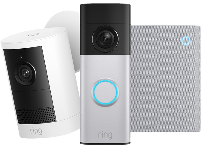 Ring Outdoor Camera Batterij 2e Generatie Wit + Battery Video Doorbell 2K Plus + Chime 3e Generatie Main Image