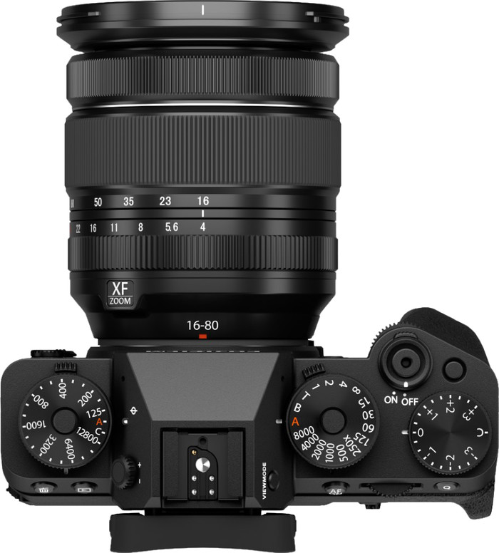Fujifilm X-T5 Zwart + XF 16-80mm f/4 bovenkant