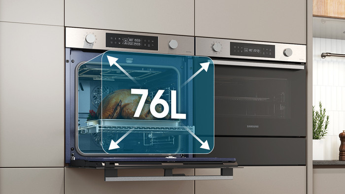 Samsung NV7B4540VAK Dual Cook Flex product in use