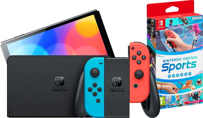 Nintendo Switch OLED Blauw/Rood + Nintendo Switch Sports Main Image