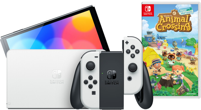 Nintendo Switch OLED Wit + Animal Crossing New Horizons Main Image