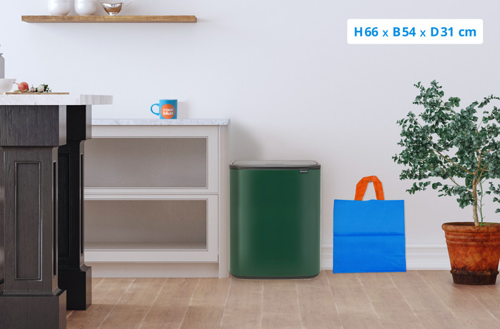 Brabantia Bo Touch Bin 2 x 30 Liter Pine Green + Vuilniszakken (120 stuks) visual Coolblue 1