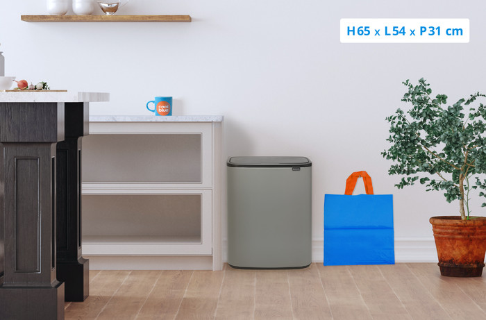 Brabantia Bo Touch Bin 2 x 30 Litres Mineral Concrete Grey visuel Coolblue 1
