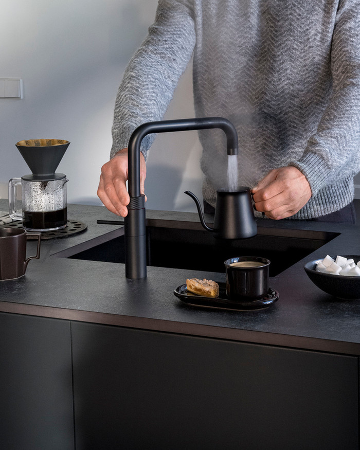 Quooker COMBI+ and Quooker Fusion Square Black product in use