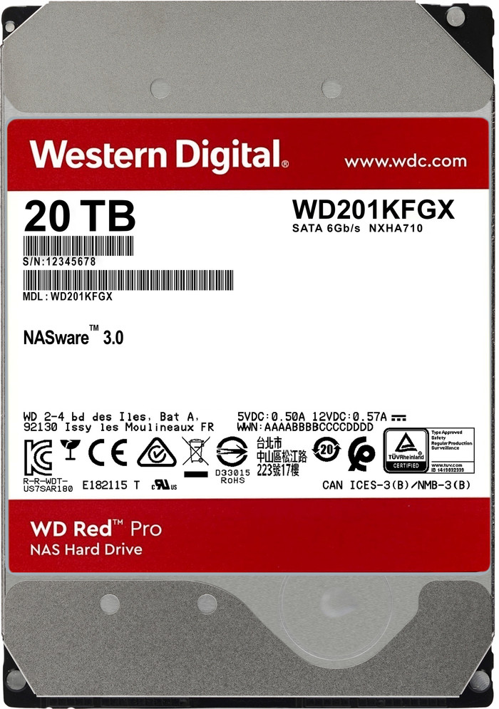 WD Red Pro WD201KFGX 20TB back