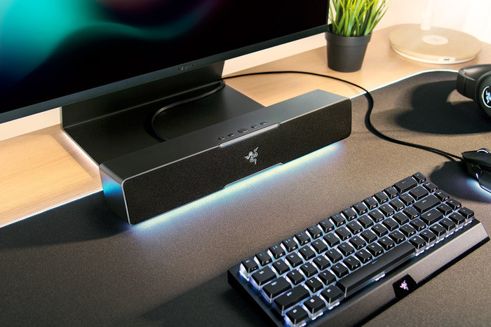 Razer Leviathan V2X PC Gaming Soundbar product in use