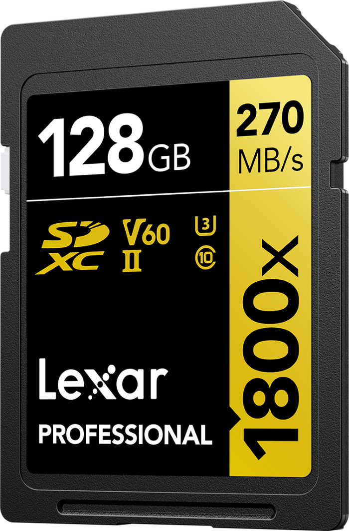 Lexar Professional SDXC 1800x GOLD 128GB 270MB/s right side