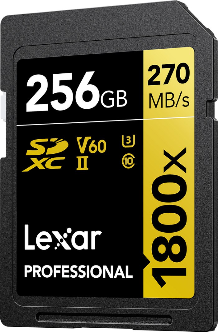 Lexar Professional SDXC 1800x GOLD 256GB 180MB/s rechterkant