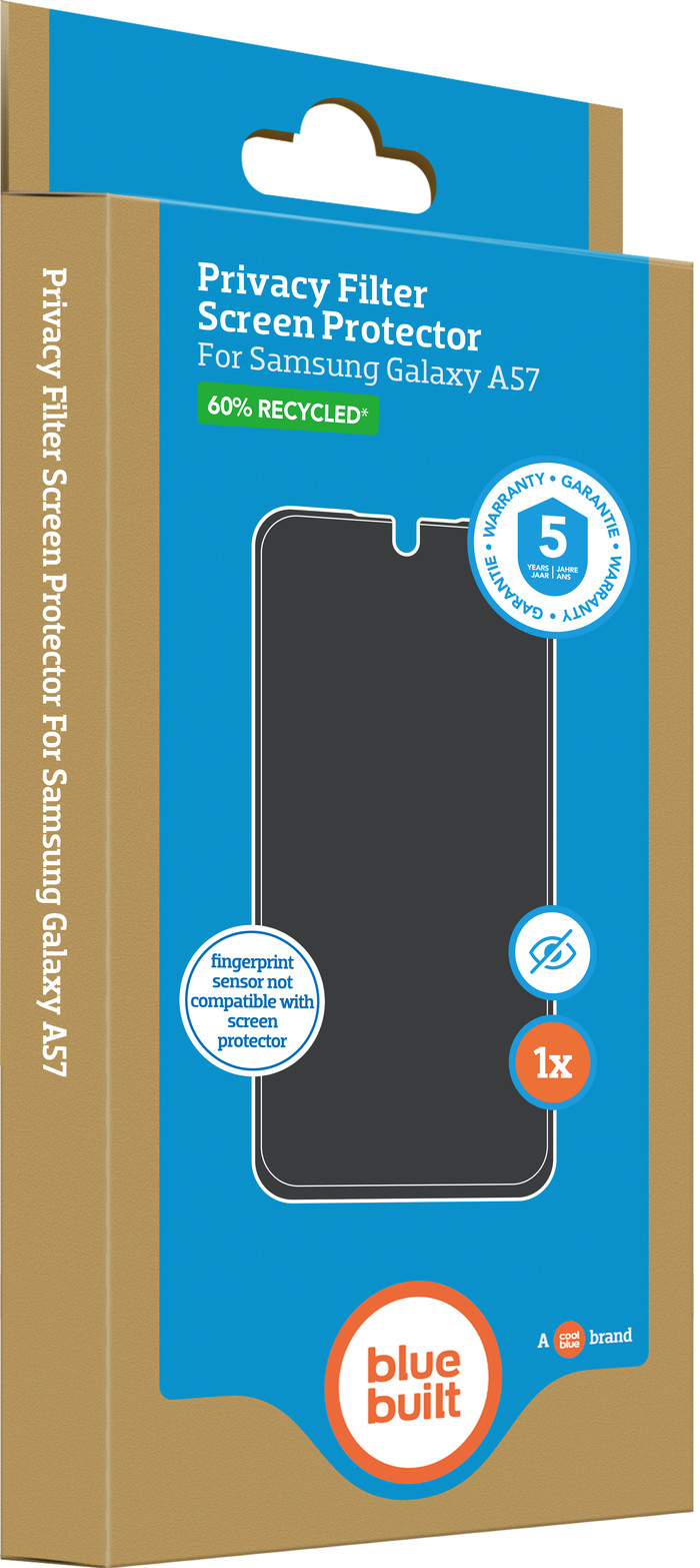 BlueBuilt Samsung Galaxy A57 Privacy Filter Screenprotector Glas verpakking