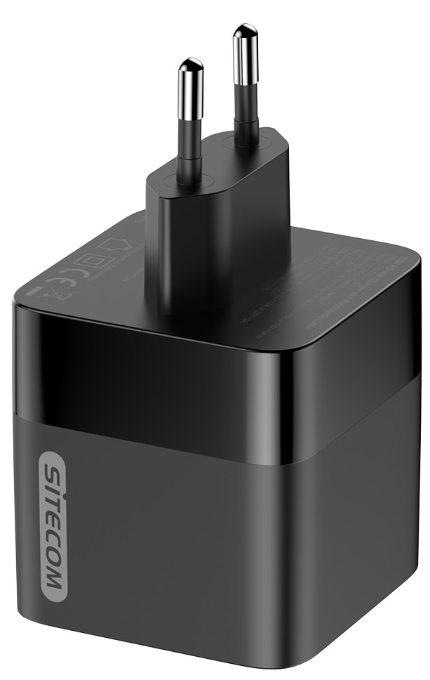 Sitecom 65W GaN Oplader met Uittrekbare Kabel voorkant