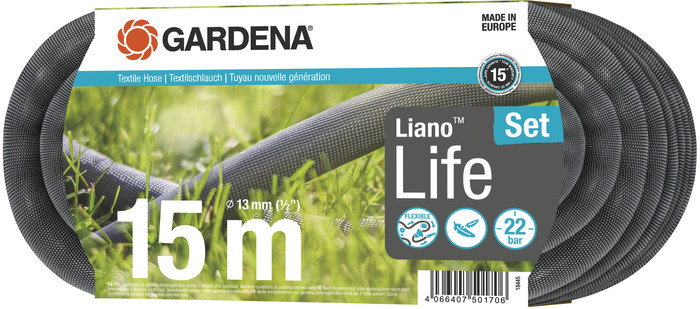 Gardena Textielslang Liano Life 15m Set + Gardena Classic Multifunctionele Broes null