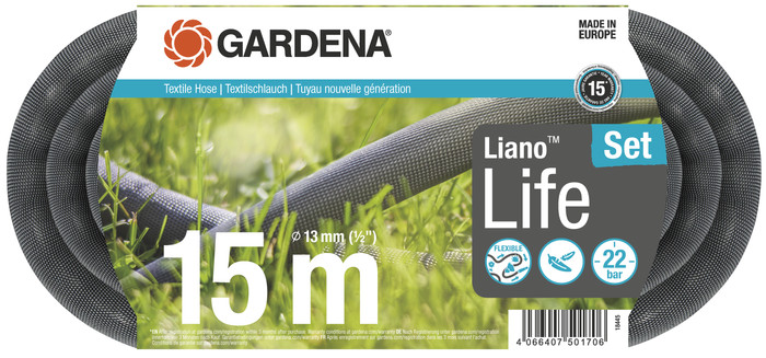 Gardena Textielslang Liano Life 15m Set + Gardena Classic Multifunctionele Broes null