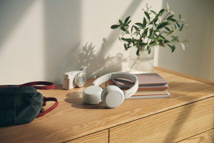 Sony WH-CH520 Wit + BlueBuilt Quick Charge Oplader met Usb A Poort 18W Zwart product in gebruik