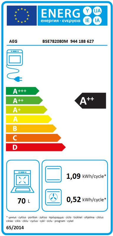 AEG BSE782080M SteamBoost energy label
