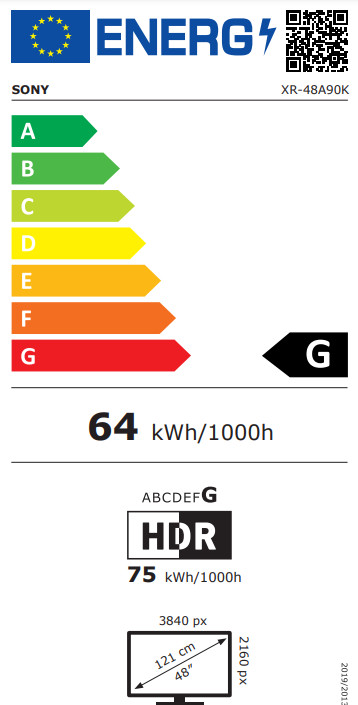 Sony Bravia OLED XR-48A90K (2022) energy label