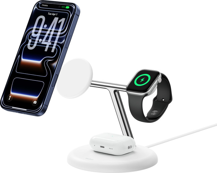 Belkin 3-in-1 Draadloze Oplader met MagSafe 25 Watt Wit Main Image